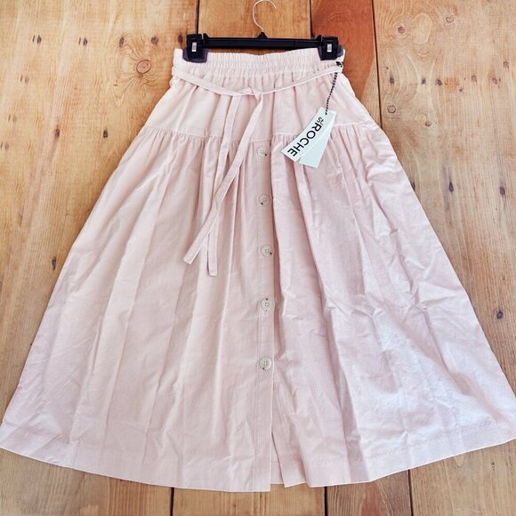 St. Roche NWT Kia Skirt in Pink Corduroy Button Front, Pockets Women’s XS - Picture 5 of 6